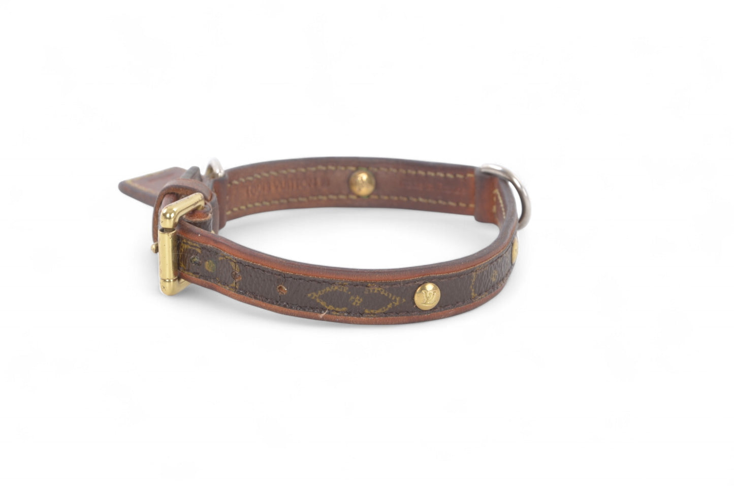 Louis Vuitton Monogram Canvas Leather Baxter Pet Cat Dog Collar Leather
