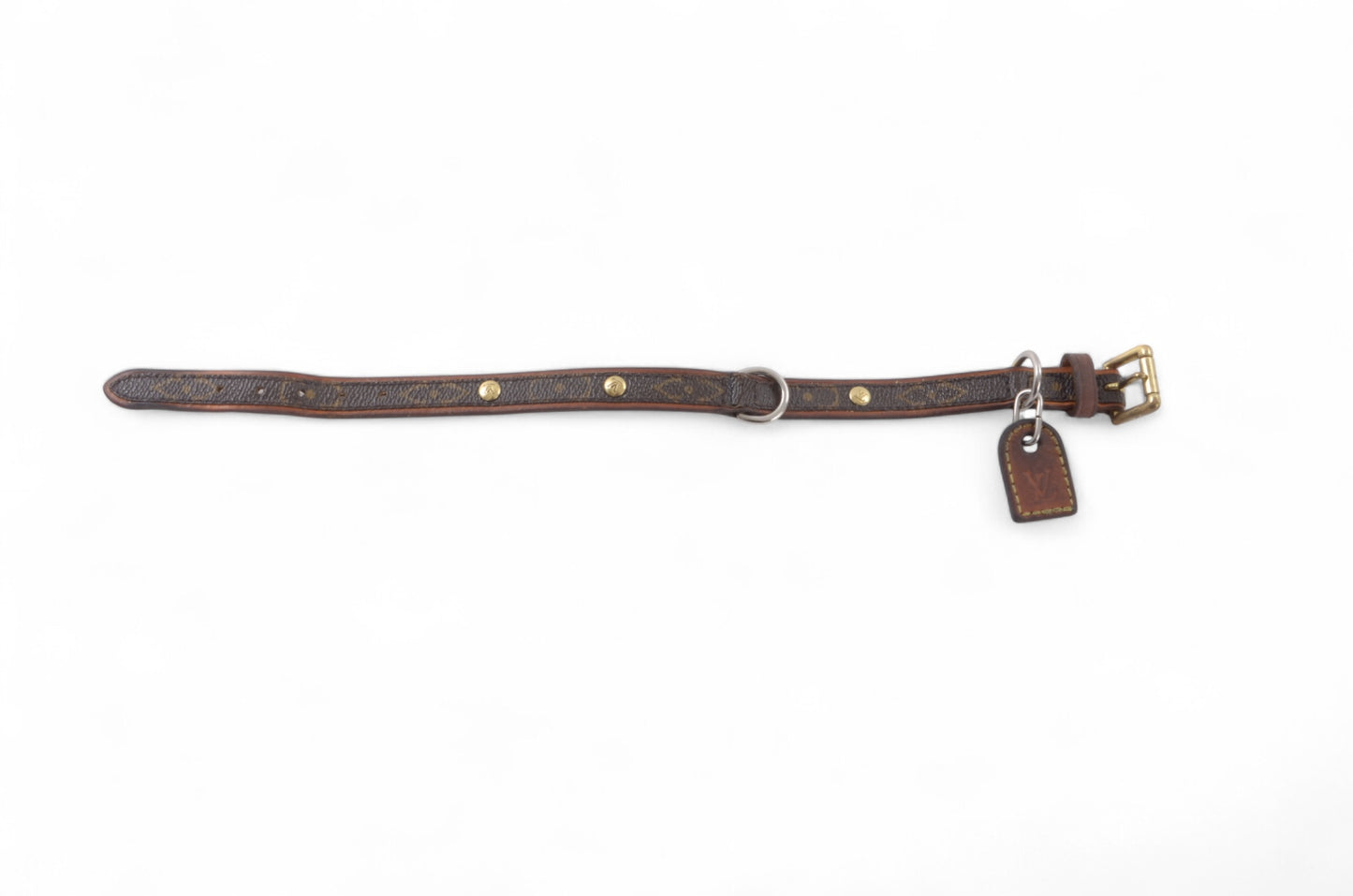 Louis Vuitton Monogram Canvas Leather Baxter Pet Cat Dog Collar Leather