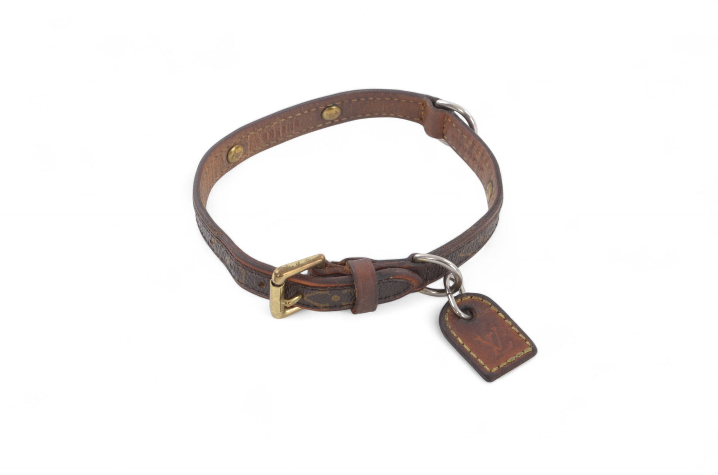 Louis Vuitton Monogram Canvas Leather Baxter Pet Cat Dog Collar Leather