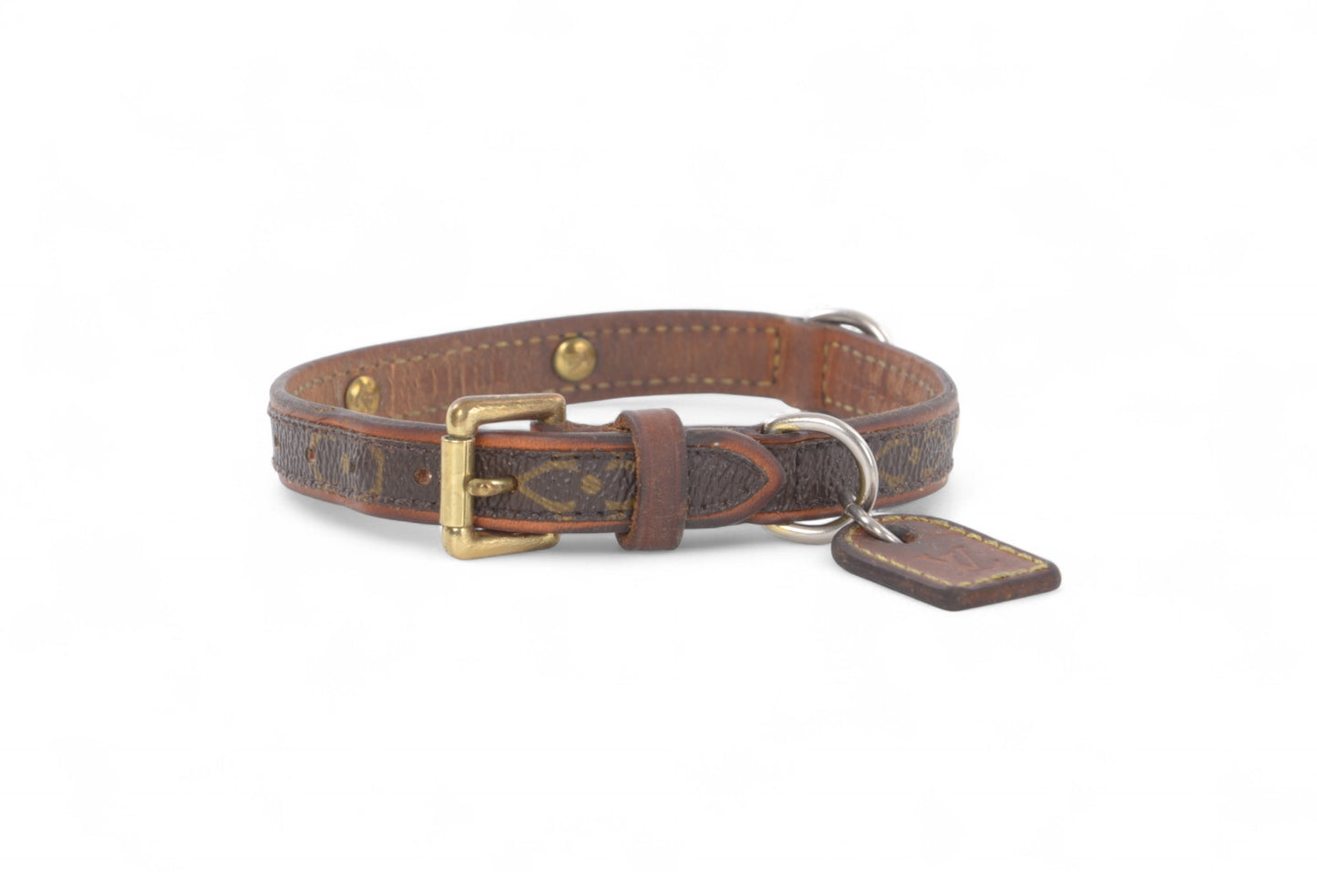 Louis Vuitton Monogram Canvas Leather Baxter Pet Cat Dog Collar Leather