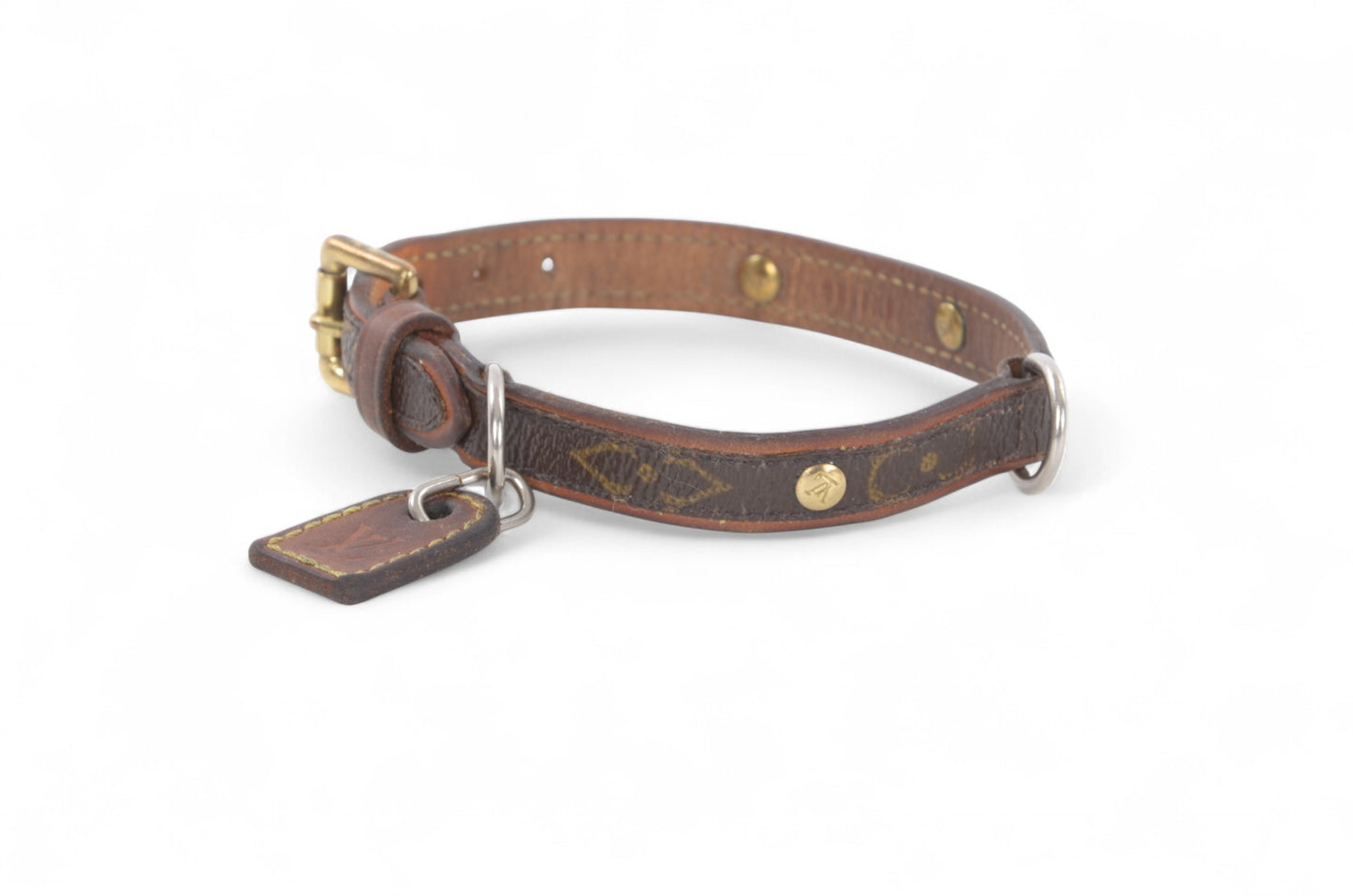 Louis Vuitton Monogram Canvas Leather Baxter Pet Cat Dog Collar Leather