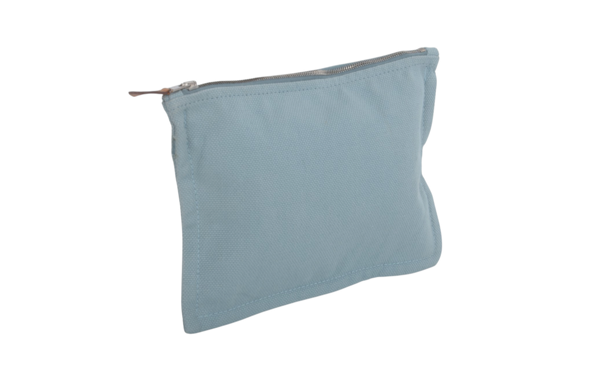 Hermès Blue Case Pouch Toiletry Make Up Bag 100% cotton Babyblue Designer Classic
