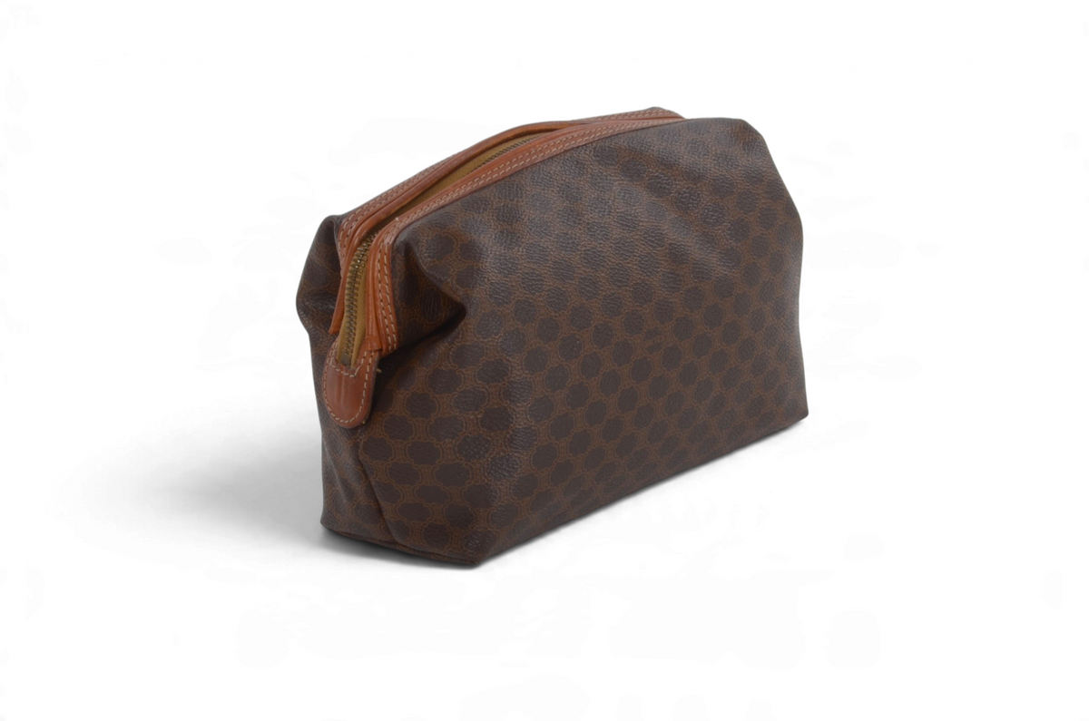 Celine Vintage Triomphe Clutch Bag Evening Bag Pouch Make Up Vanity Toiletry Monogram Canvas Designer Classic