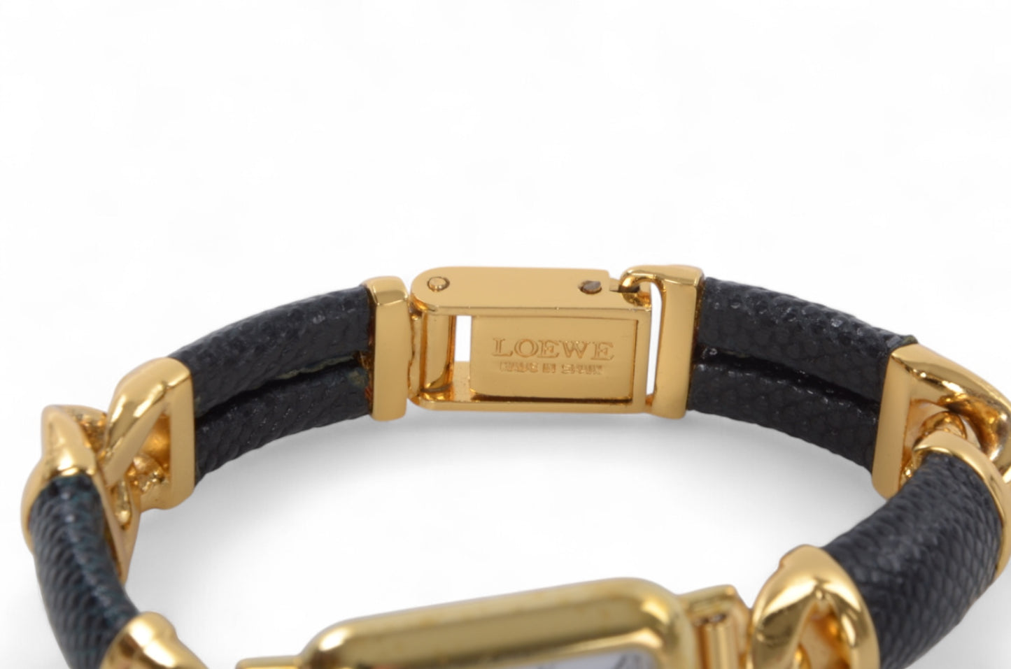 Loewe Watch Square Ladies Quartz Gold Color Antique Vintage Wristwatch