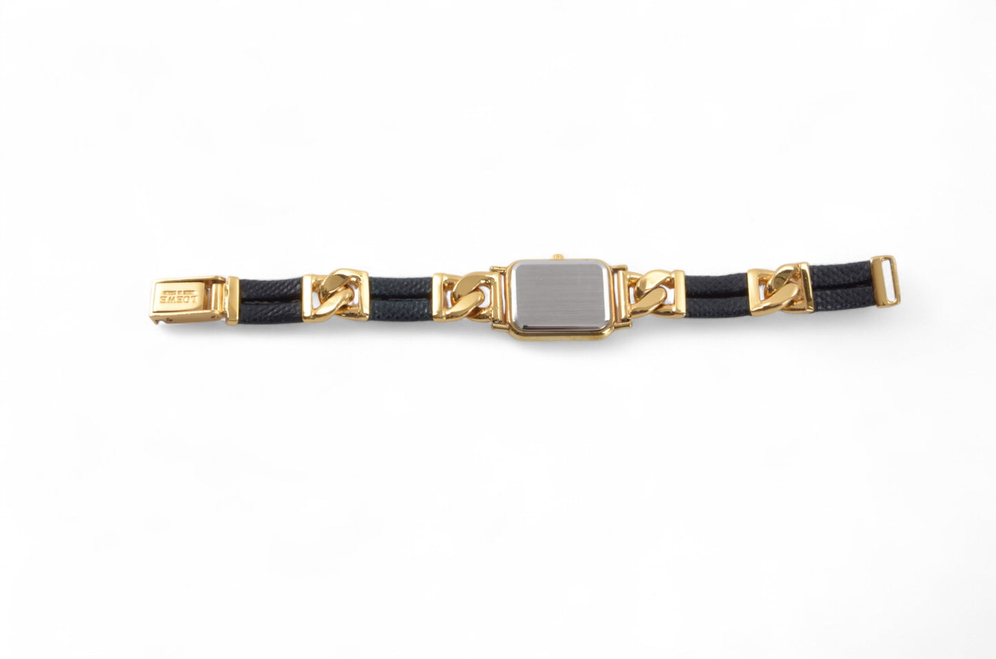 Loewe Watch Square Ladies Quartz Gold Color Antique Vintage Wristwatch