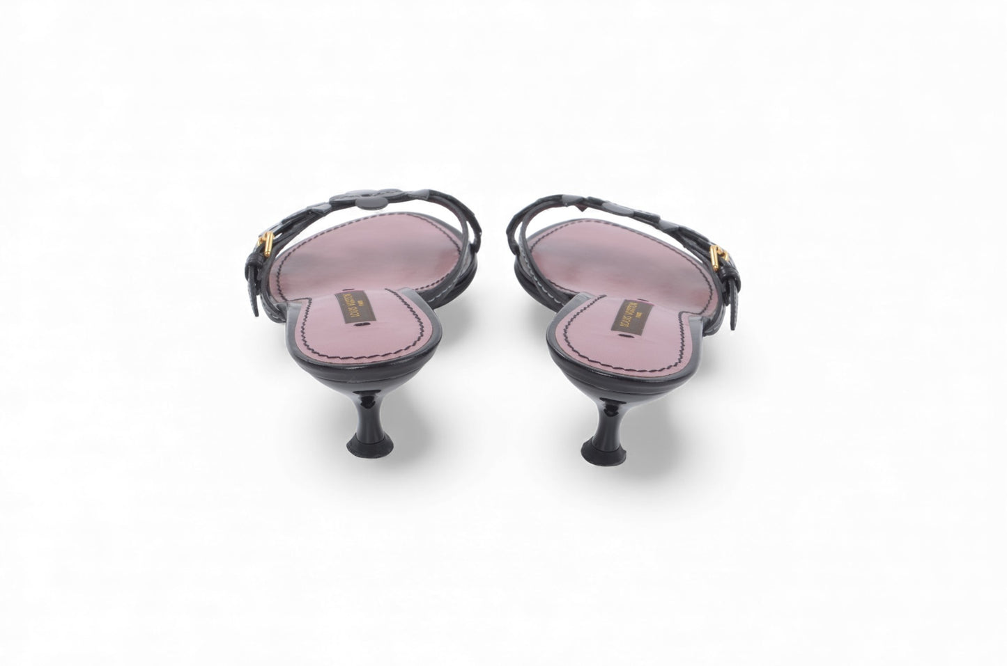 Louis Vuitton Flower Leather Mules Sandals Belt Design Heels Vintage Size 35