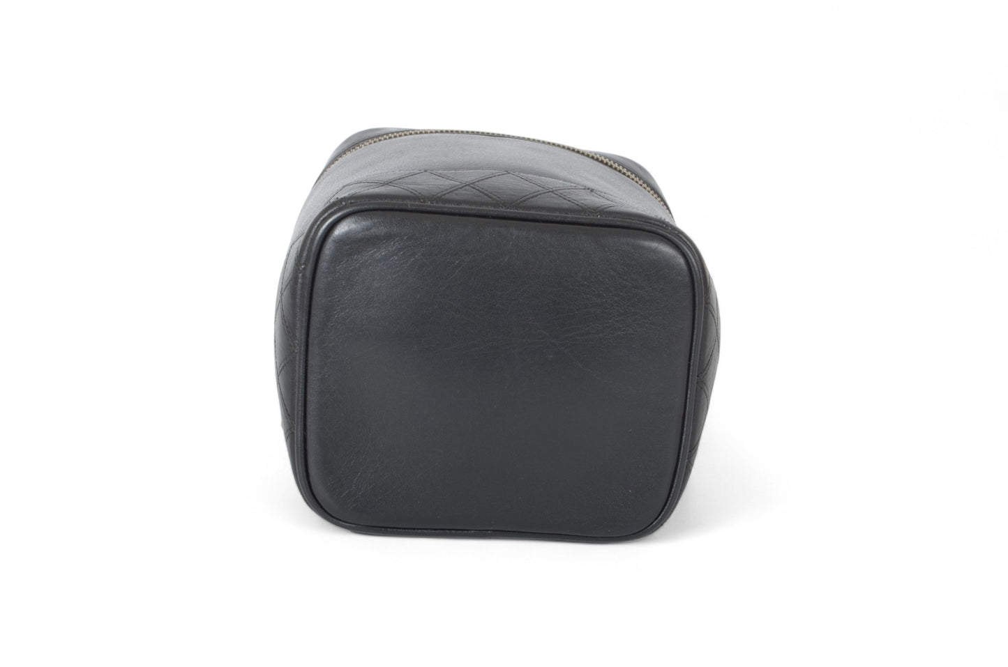 Chanel Quilted Vanity Bag CC Logo Vintage Lambskin Leather Black Make Up Pouch