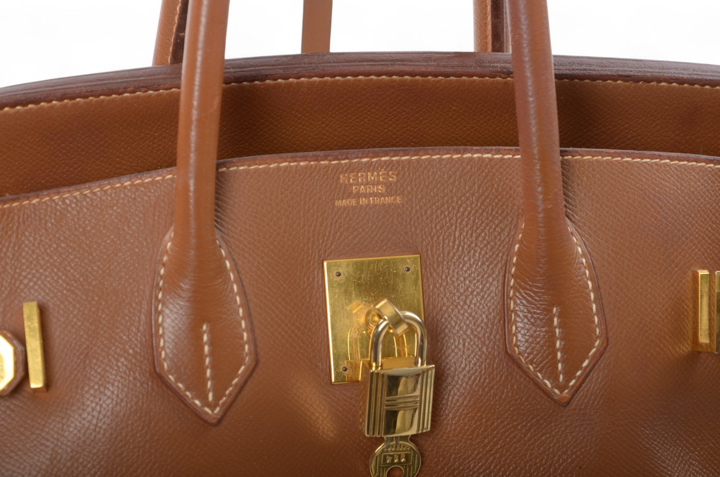 Hermès Birkin 35 Courchevel Gold Hardware Y stamp Brown Leather Handbag Vintage