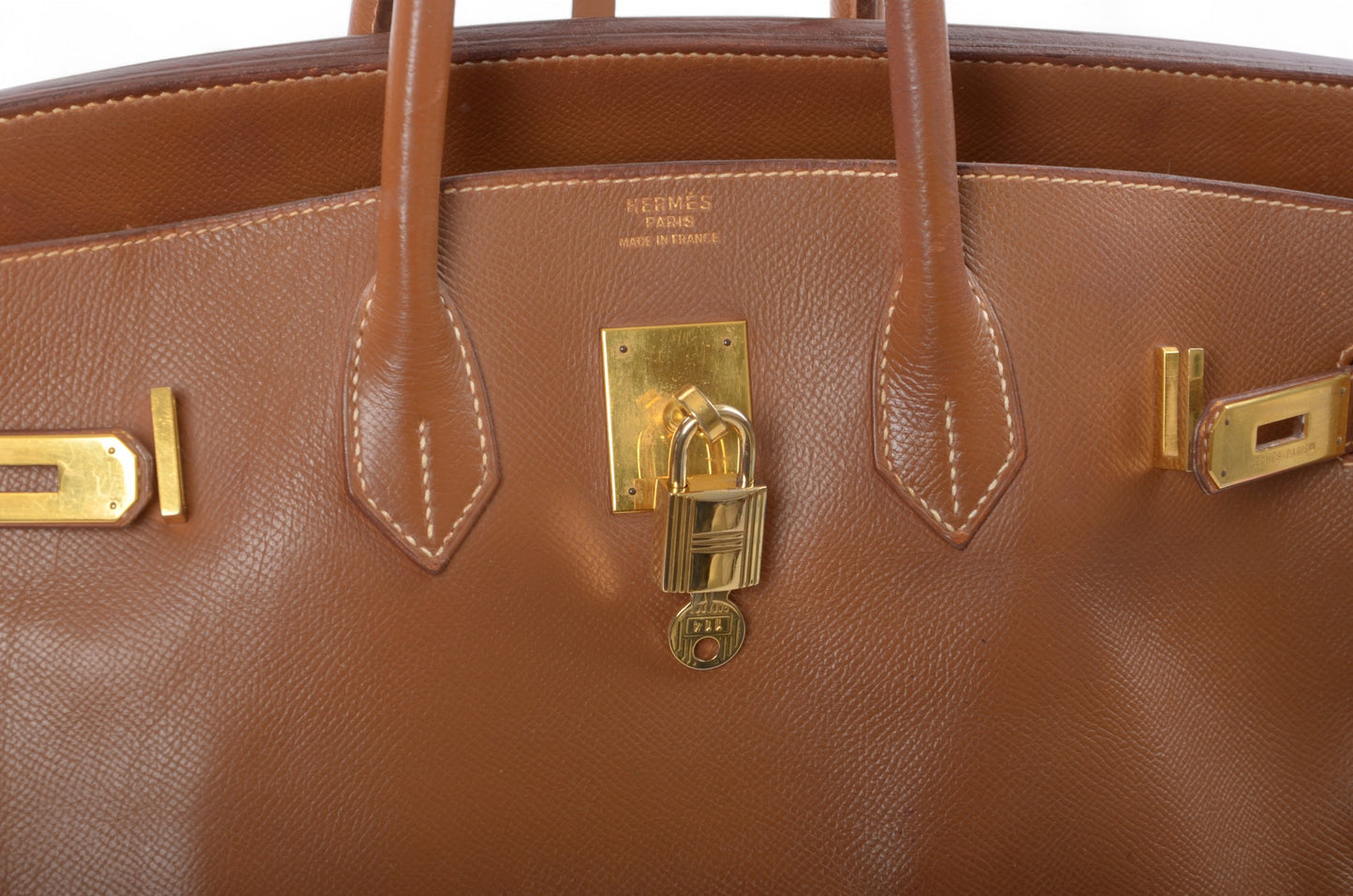 Hermès Birkin 35 Courchevel Gold Hardware Y stamp Brown Leather Handbag Vintage