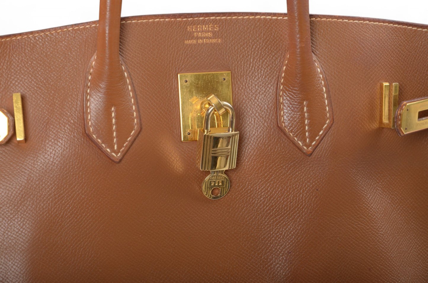 Hermès Birkin 35 Courchevel Gold Hardware Y stamp Brown Leather Handbag Vintage