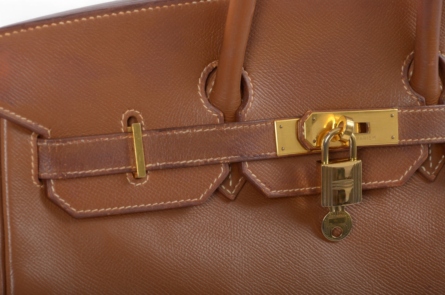 Hermès Birkin 35 Courchevel Gold Hardware Y stamp Brown Leather Handbag Vintage