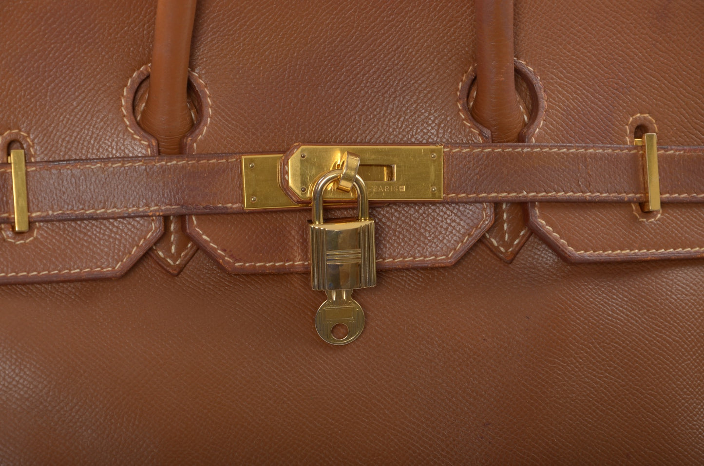 Hermès Birkin 35 Courchevel Gold Hardware Y stamp Brown Leather Handbag Vintage