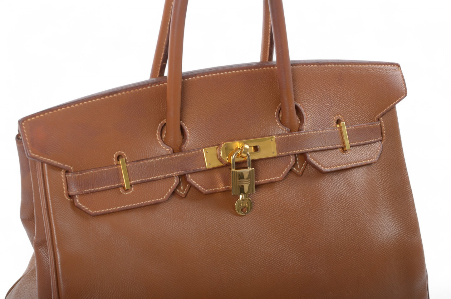 Hermès Birkin 35 Courchevel Gold Hardware Y stamp Brown Leather Handbag Vintage