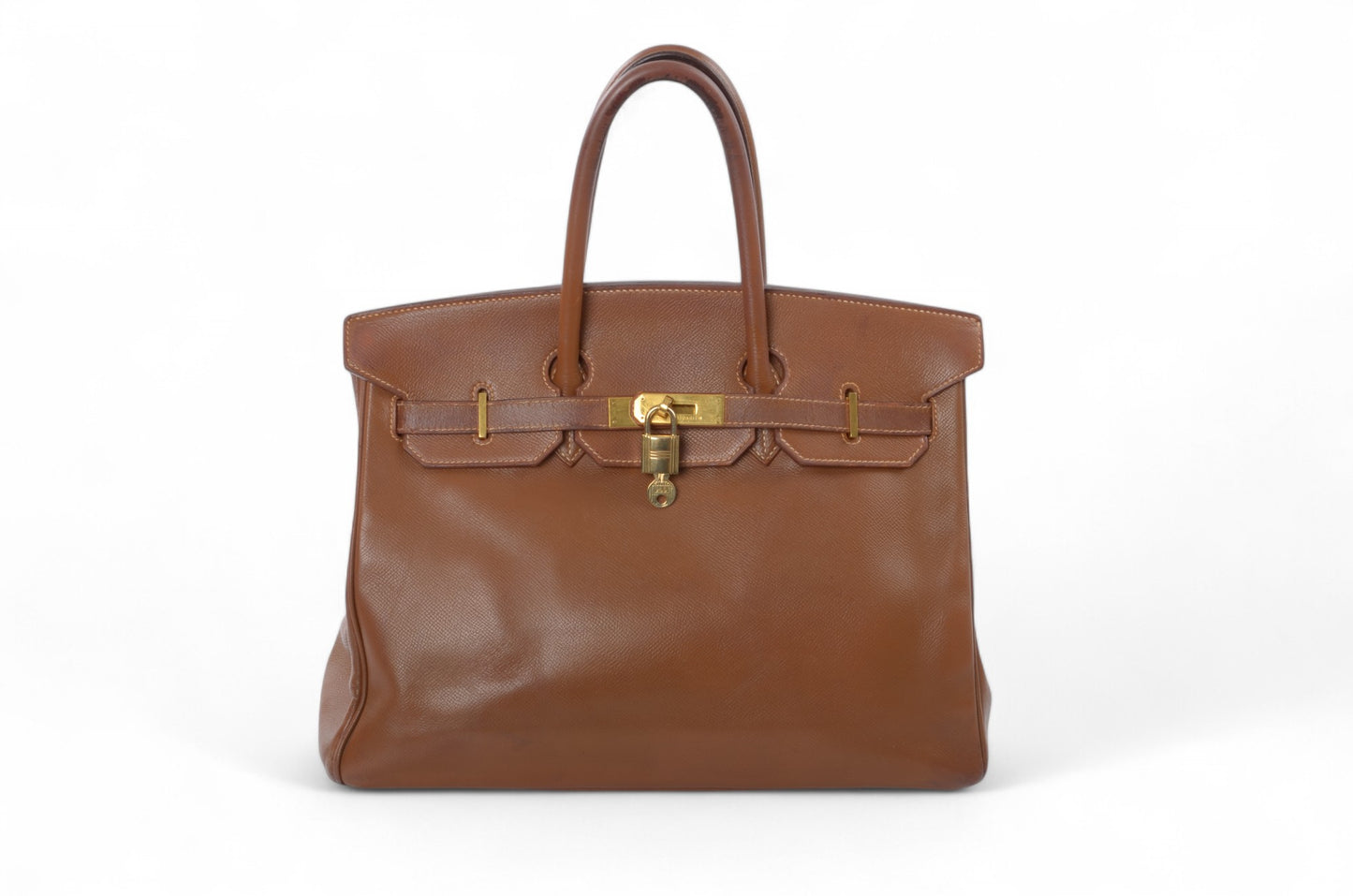 Hermès Birkin 35 Courchevel Gold Hardware Y stamp Brown Leather Handbag Vintage