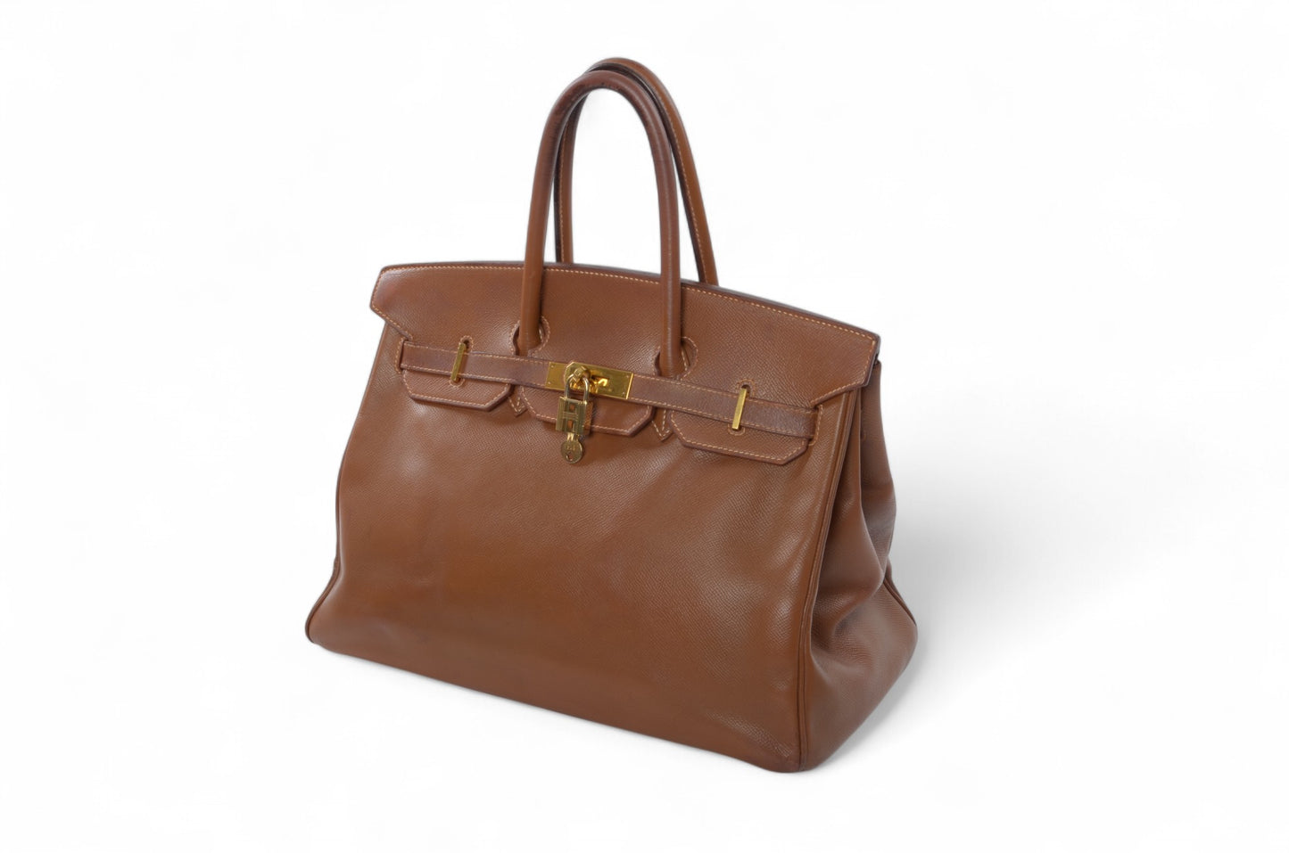 Hermès Birkin 35 Courchevel Gold Hardware Y stamp Brown Leather Handbag Vintage