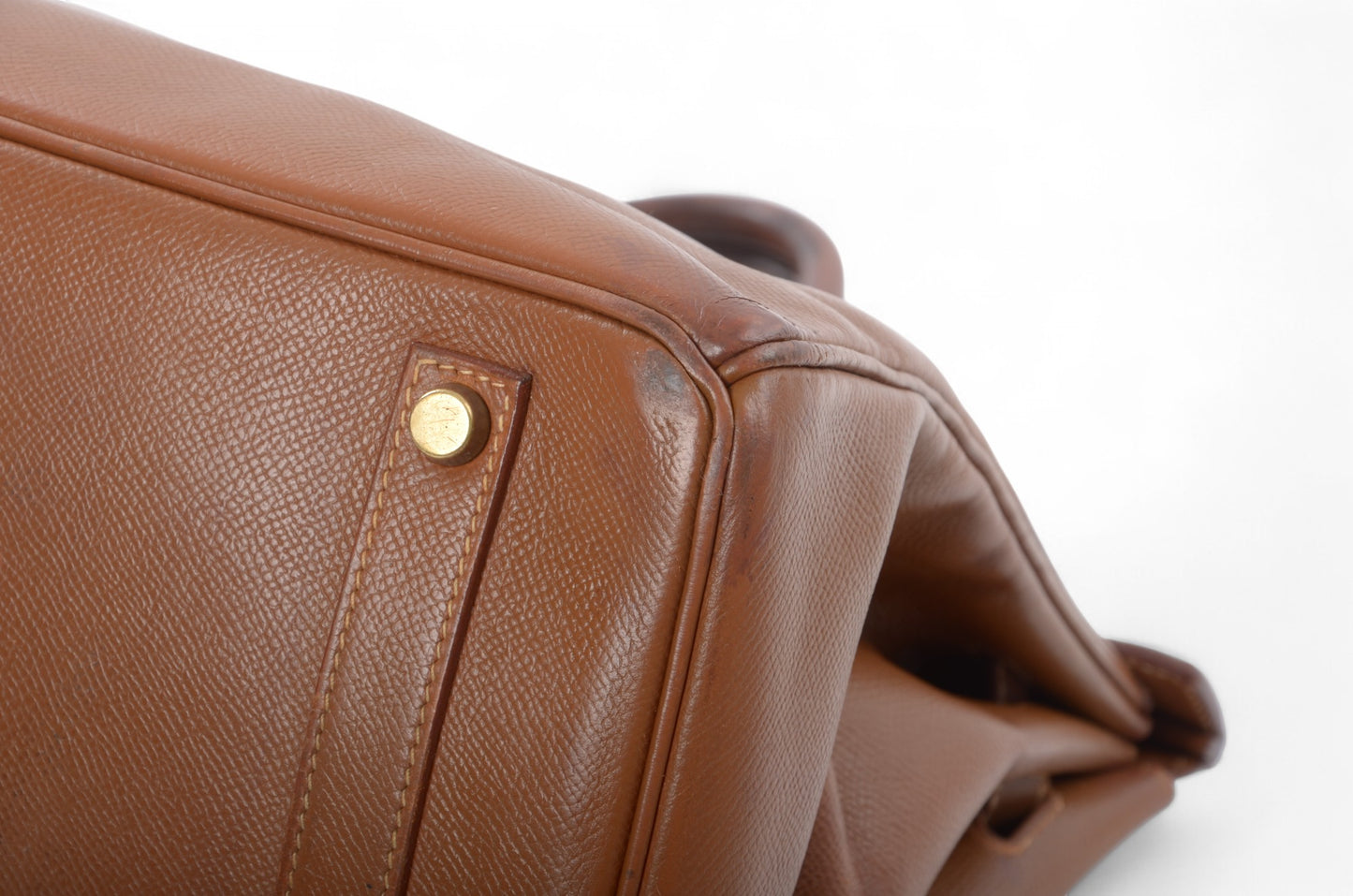 Hermès Birkin 35 Courchevel Gold Hardware Y stamp Brown Leather Handbag Vintage