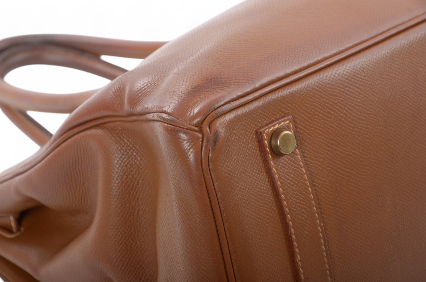 Hermès Birkin 35 Courchevel Gold Hardware Y stamp Brown Leather Handbag Vintage