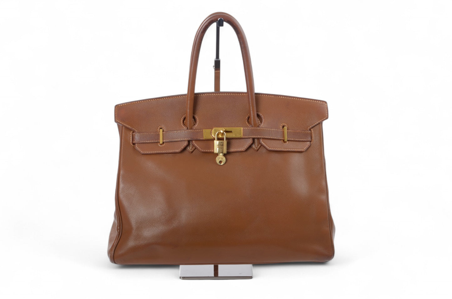 Hermès Birkin 35 Courchevel Gold Hardware Y stamp Brown Leather Handbag Vintage
