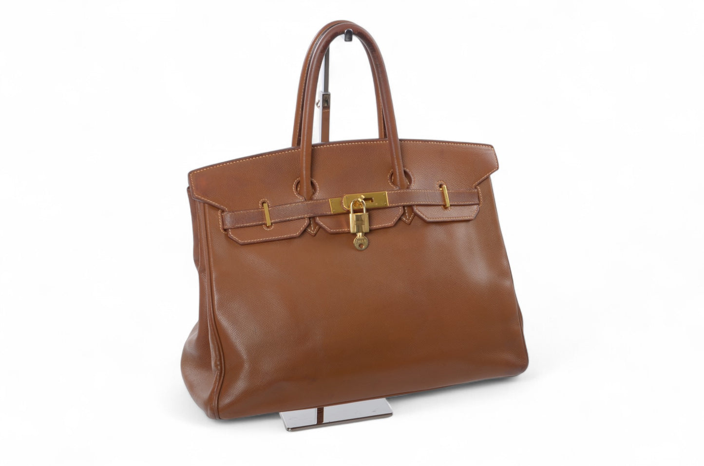 Hermès Birkin 35 Courchevel Gold Hardware Y stamp Brown Leather Handbag Vintage