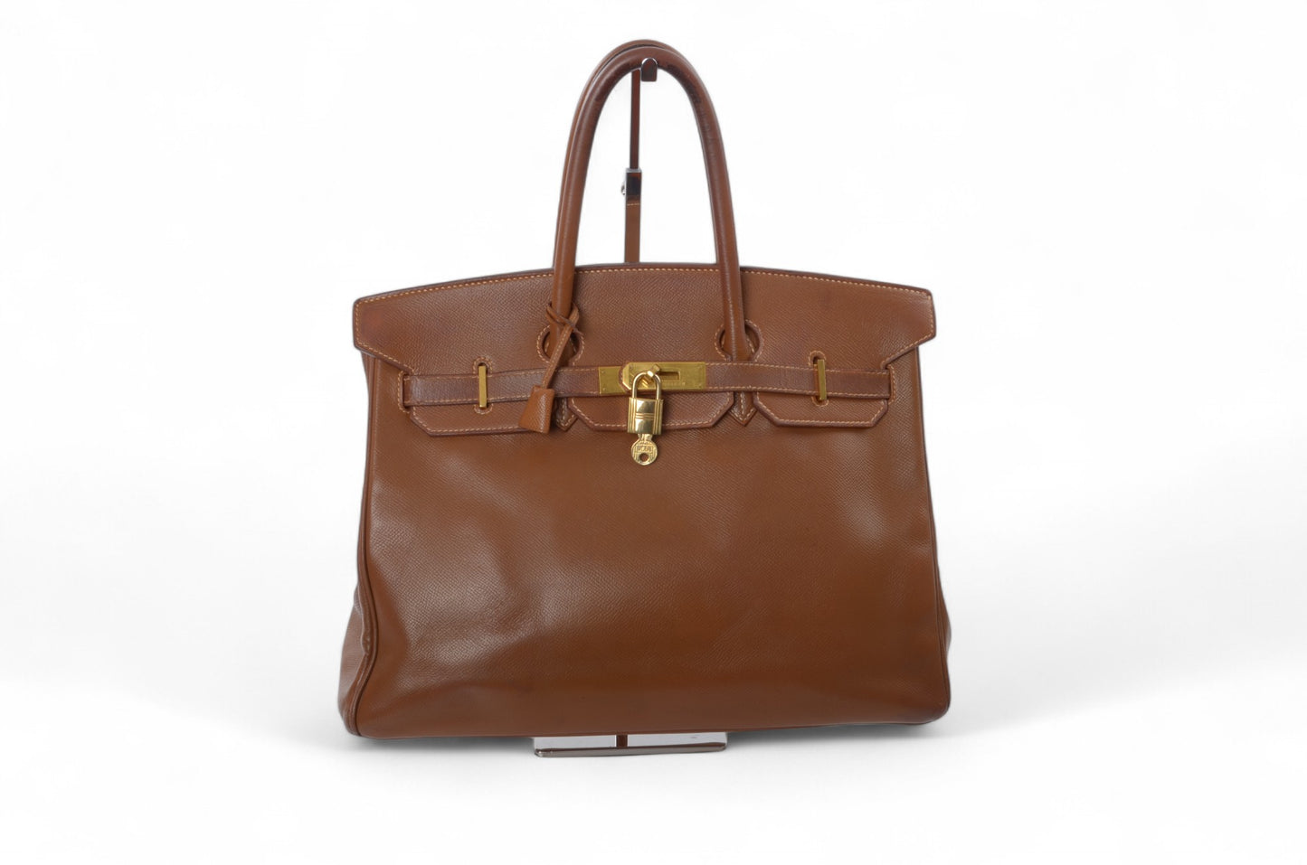 Hermès Birkin 35 Courchevel Gold Hardware Y stamp Brown Leather Handbag Vintage