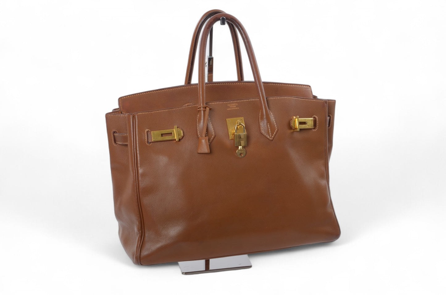 Hermès Birkin 35 Courchevel Gold Hardware Y stamp Brown Leather Handbag Vintage