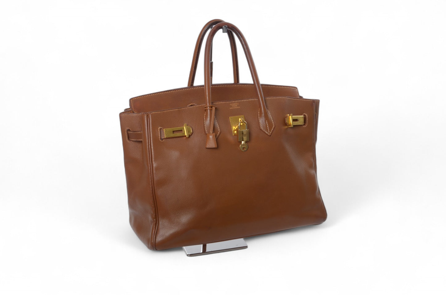 Hermès Birkin 35 Courchevel Gold Hardware Y stamp Brown Leather Handbag Vintage