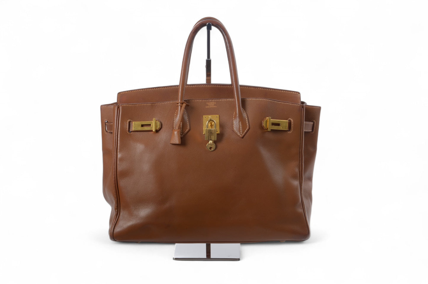 Hermès Birkin 35 Courchevel Gold Hardware Y stamp Brown Leather Handbag Vintage