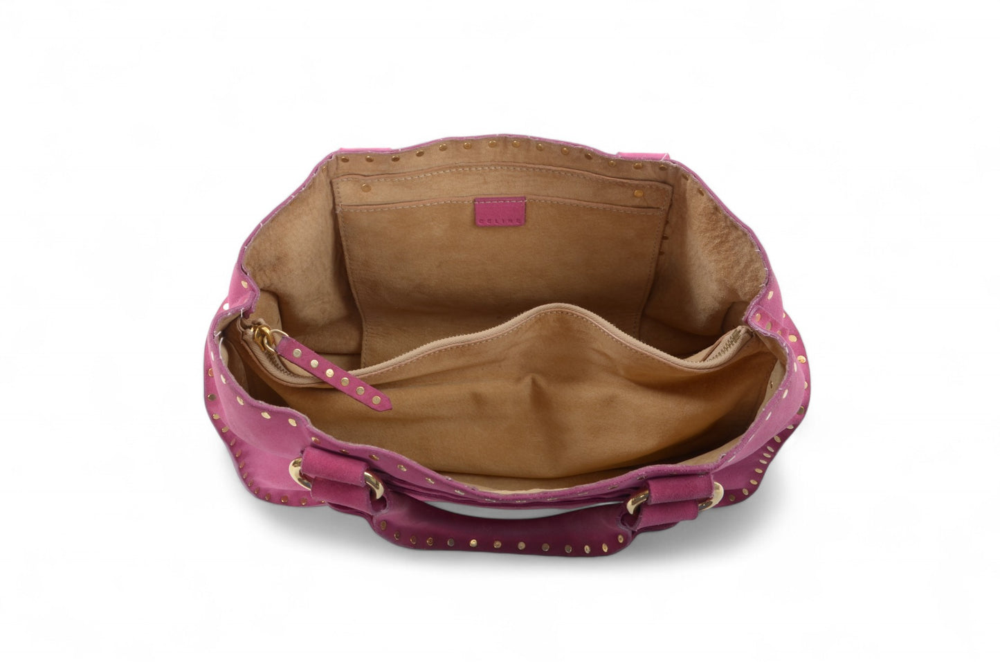 Celine Suede Boogie Bag Handbag Pink Fushia Vintage Top Handle Calf Leather