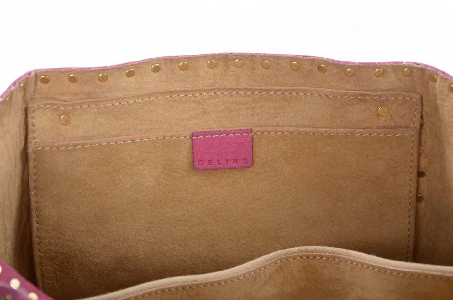 Celine Suede Boogie Bag Handbag Pink Fushia Vintage Top Handle Calf Leather