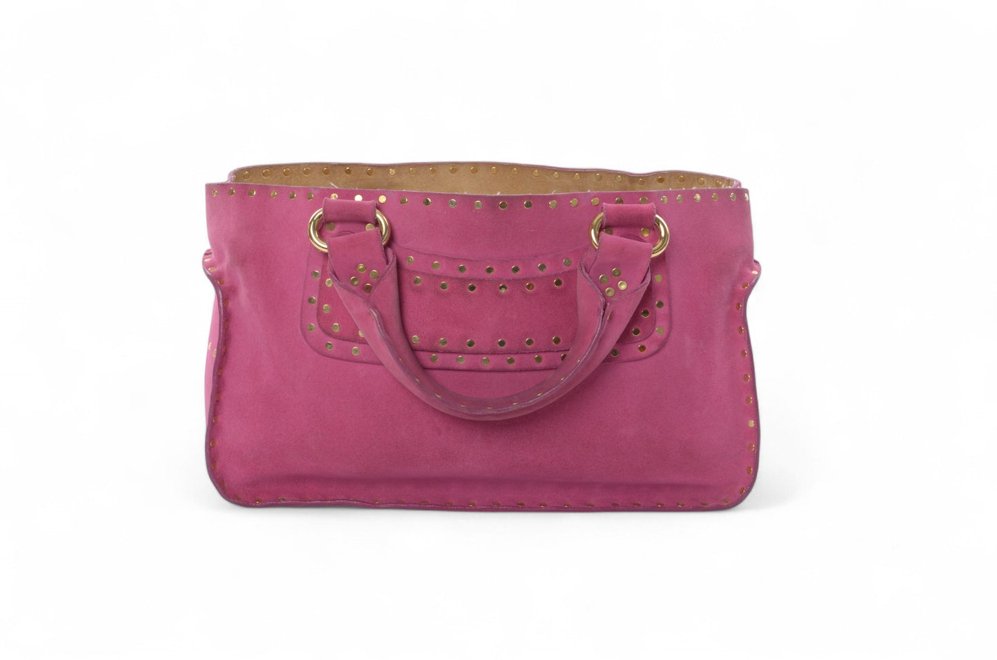 Celine Suede Boogie Bag Handbag Pink Fushia Vintage Top Handle Calf Leather