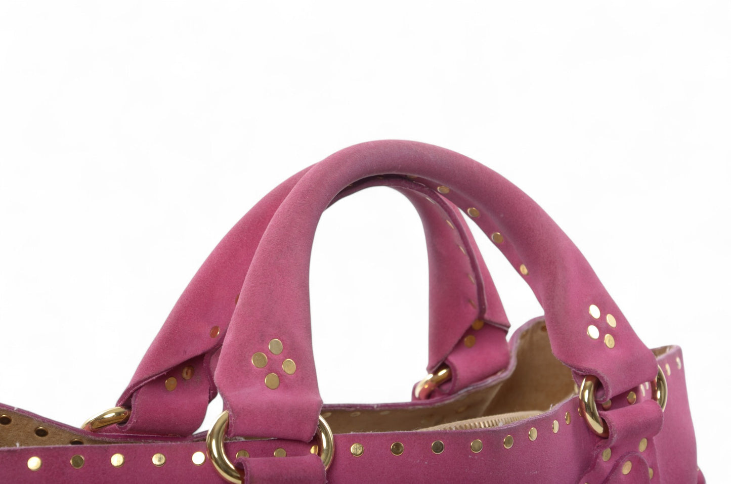 Celine Suede Boogie Bag Handbag Pink Fushia Vintage Top Handle Calf Leather