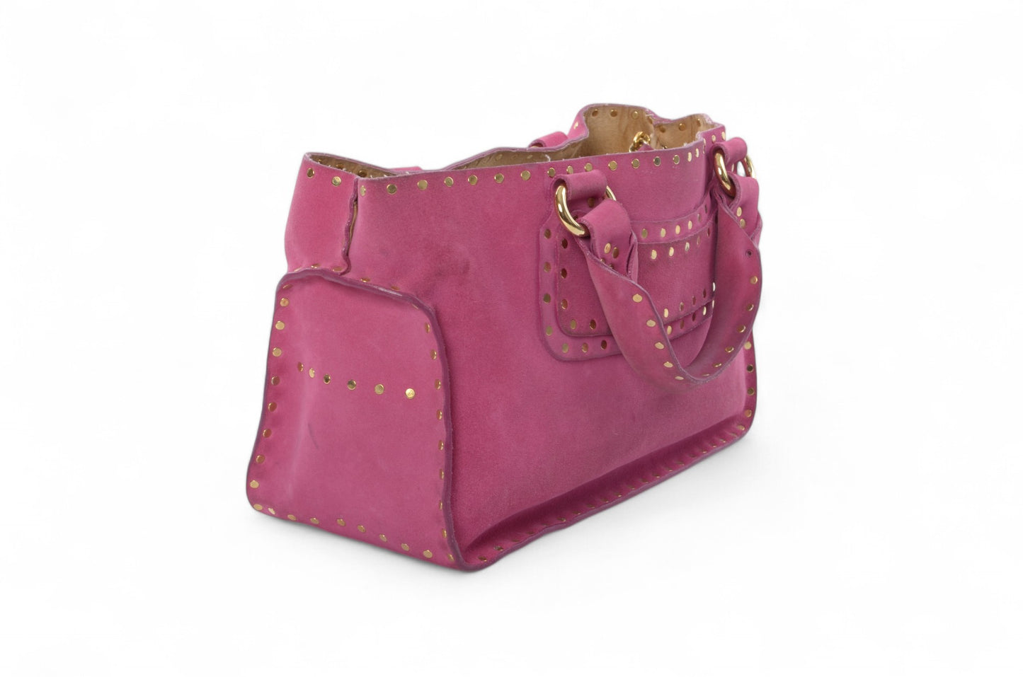 Celine Suede Boogie Bag Handbag Pink Fushia Vintage Top Handle Calf Leather