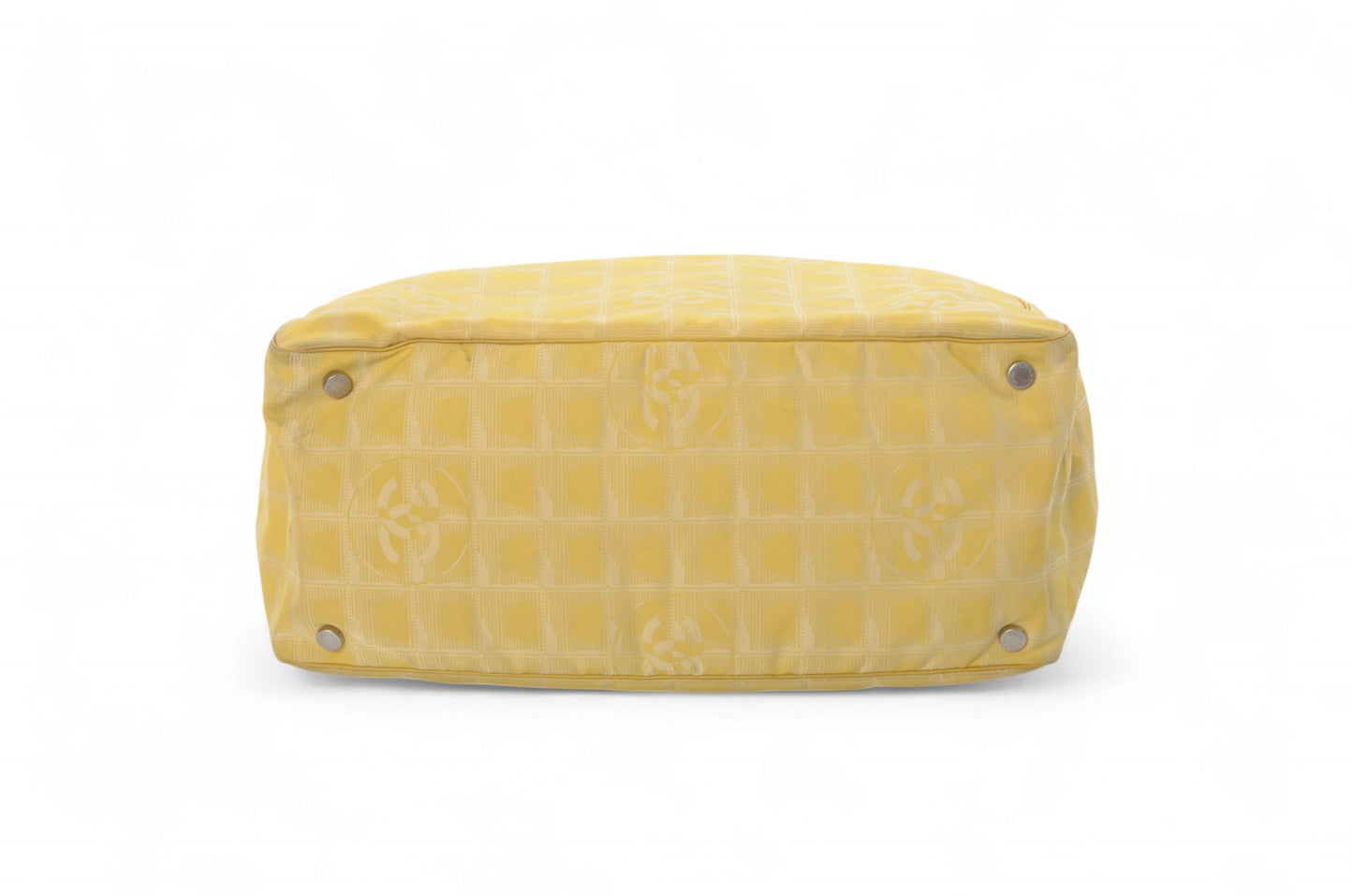 Chanel Yellow Nylon CC Logo Vintage Travel Line Tote Shoulder Bag Handbag
