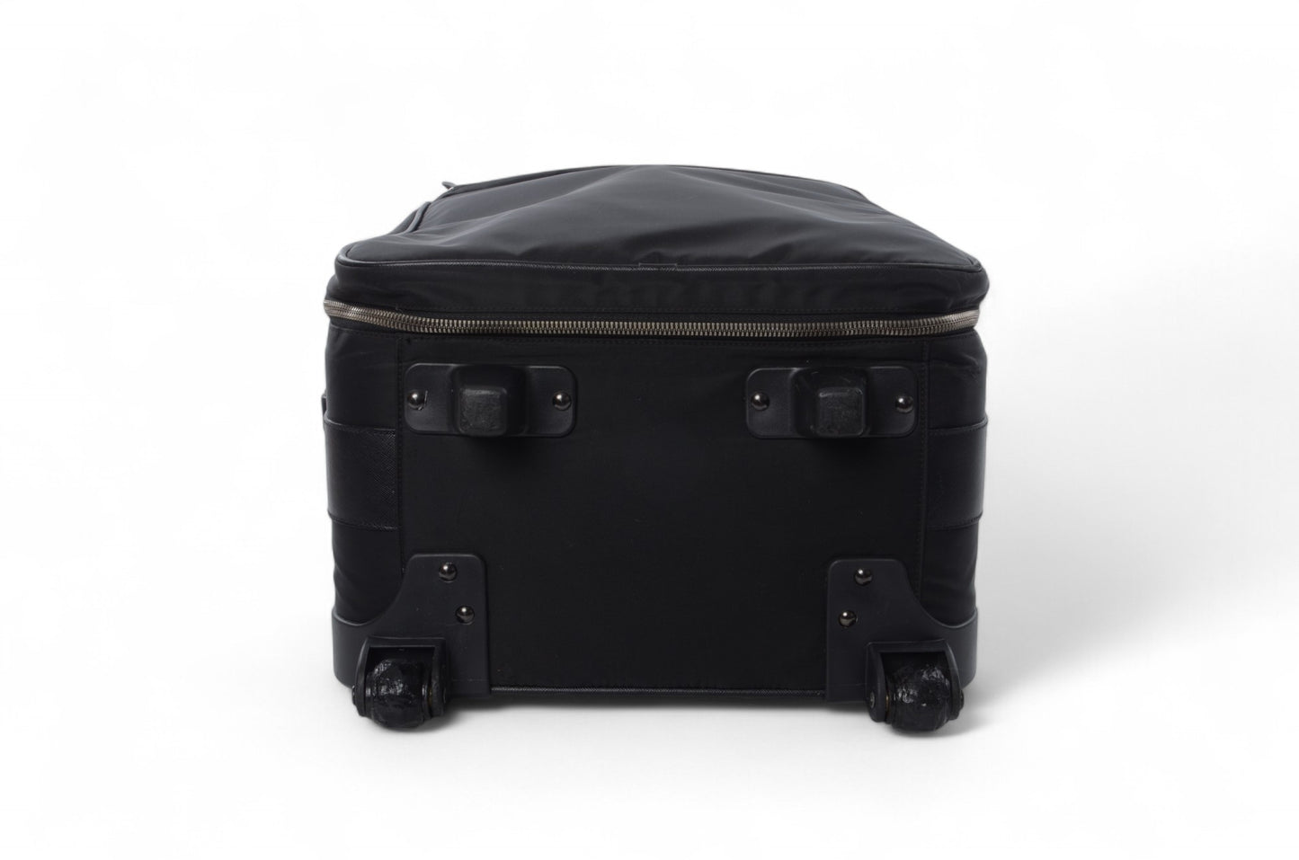 Prada Black Tessuto Nylon Leather Suitcase Rolling Travel Luggage Cabin Bag Trolley Vintage