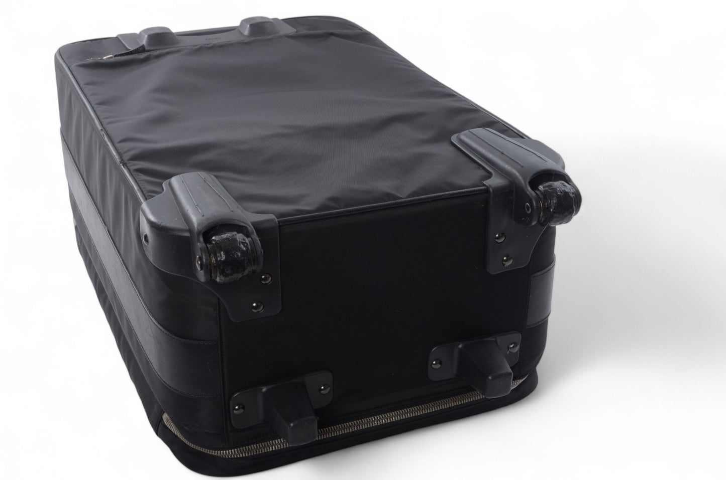 Prada Black Tessuto Nylon Leather Suitcase Rolling Travel Luggage Cabin Bag Trolley Vintage