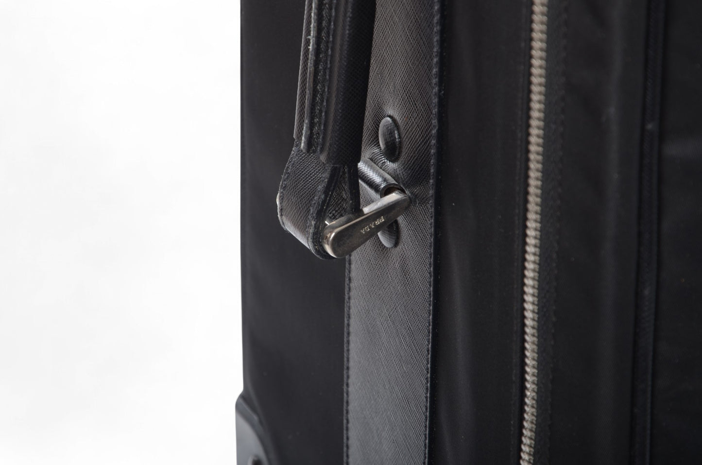 Prada Black Tessuto Nylon Leather Suitcase Rolling Travel Luggage Cabin Bag Trolley Vintage