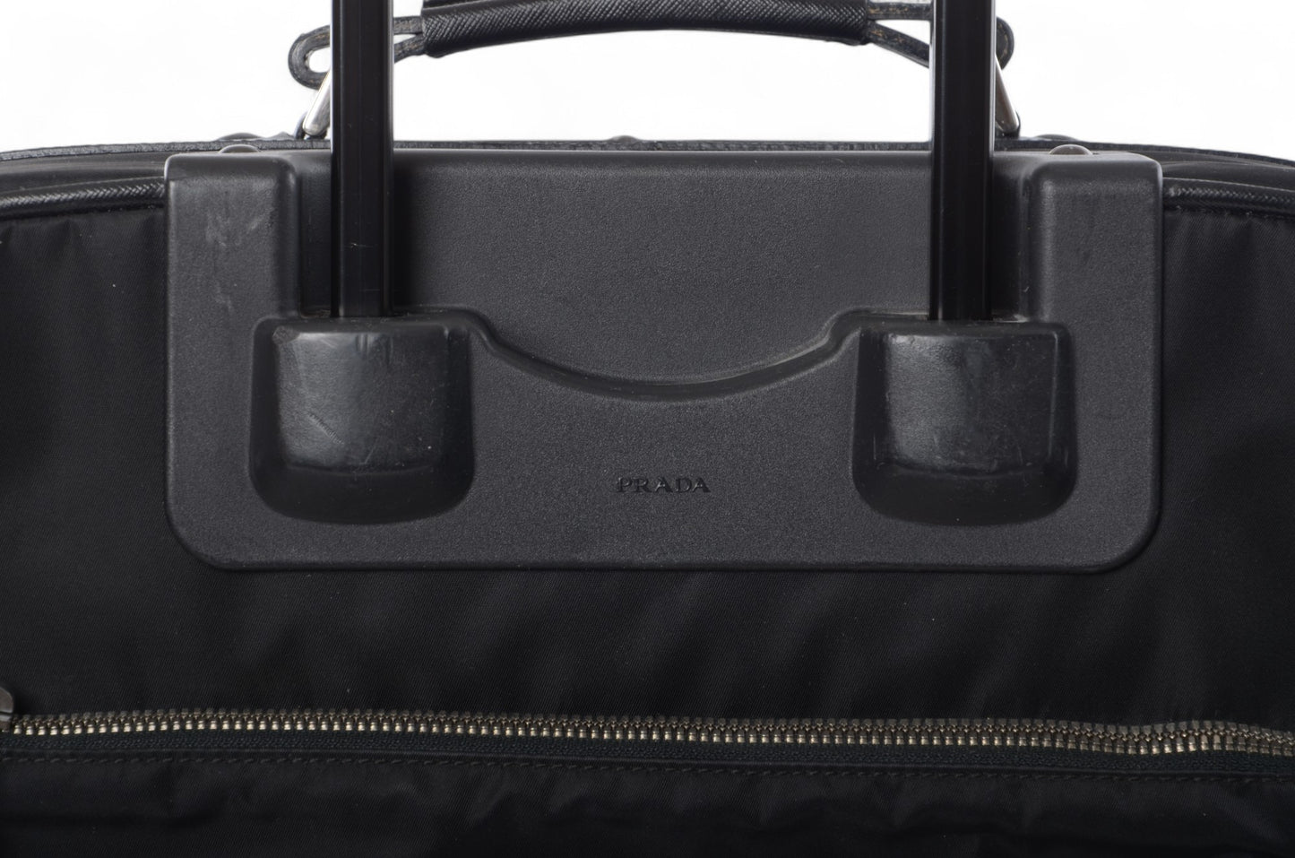 Prada Black Tessuto Nylon Leather Suitcase Rolling Travel Luggage Cabin Bag Trolley Vintage