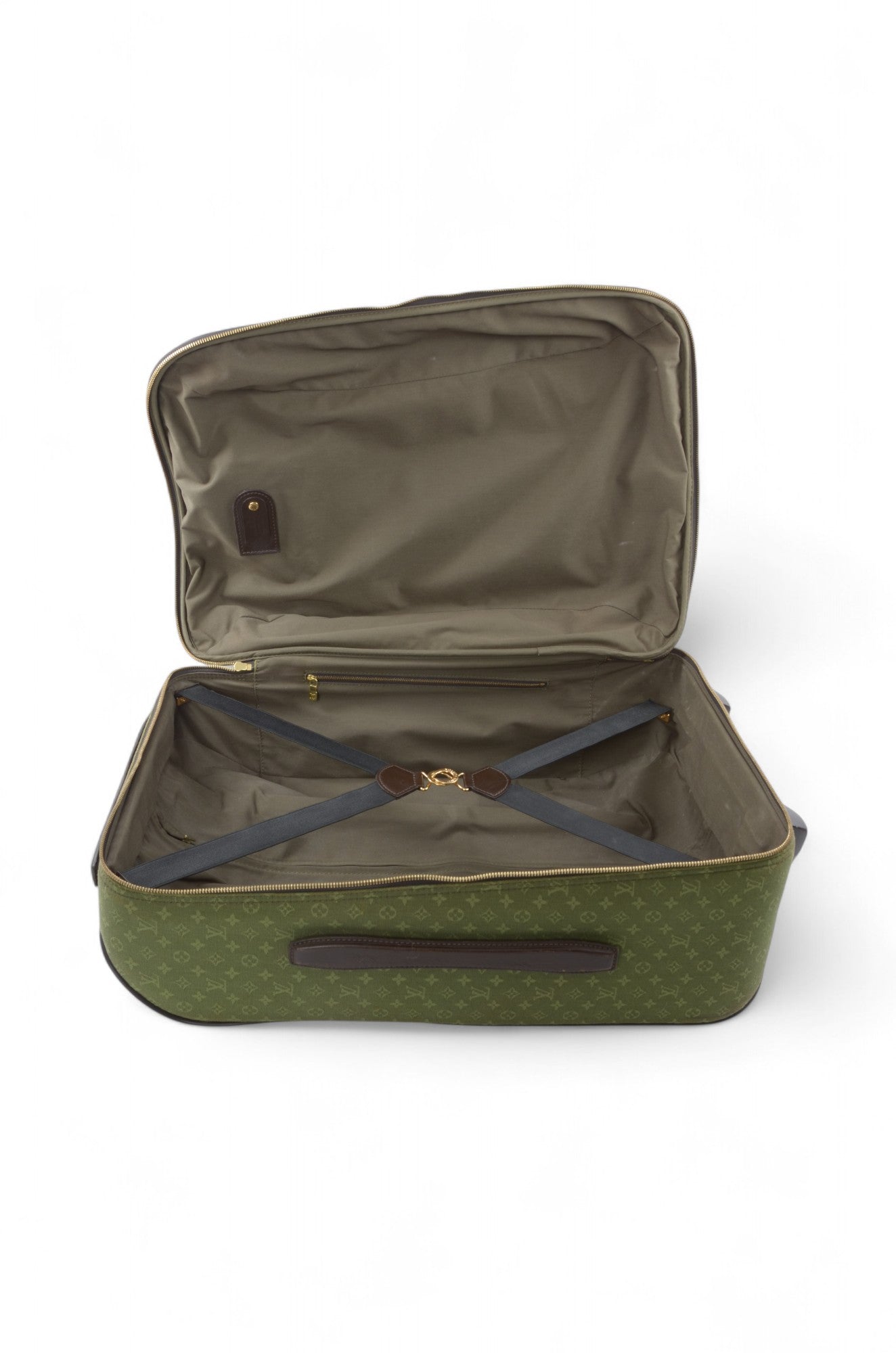 Louis Vuitton Monogram Mini Lin Pegase Suitcase Rolling Luggage Travel Bag Khaki Vintage