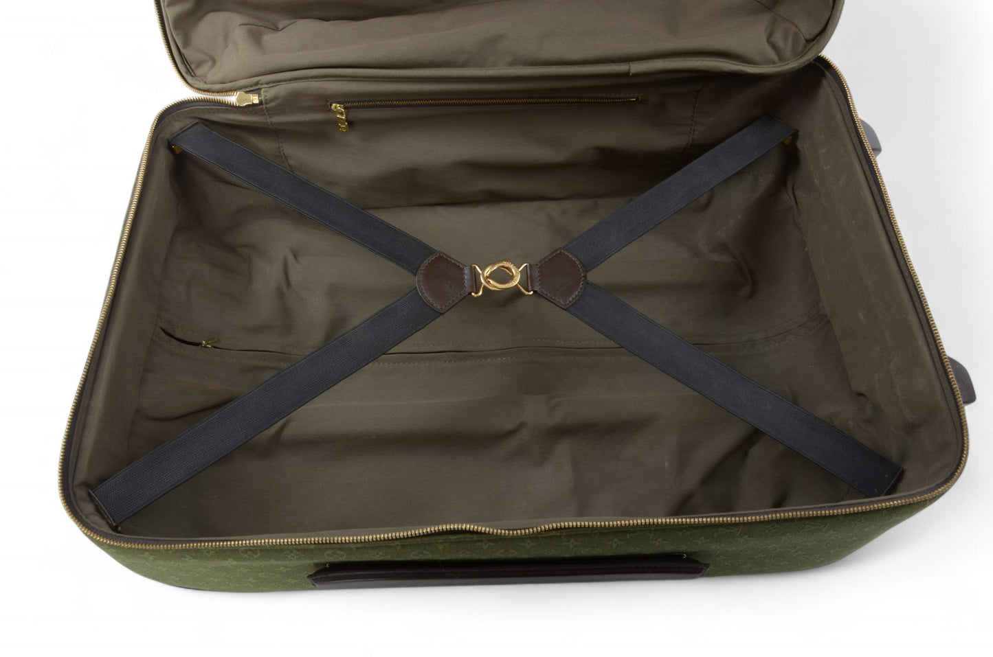 Louis Vuitton Monogram Mini Lin Pegase Suitcase Rolling Luggage Travel Bag Khaki Vintage