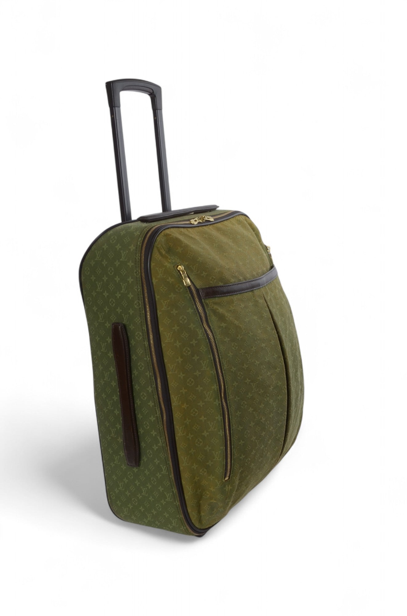 Louis Vuitton Monogram Mini Lin Pegase Suitcase Rolling Luggage Travel Bag Khaki Vintage