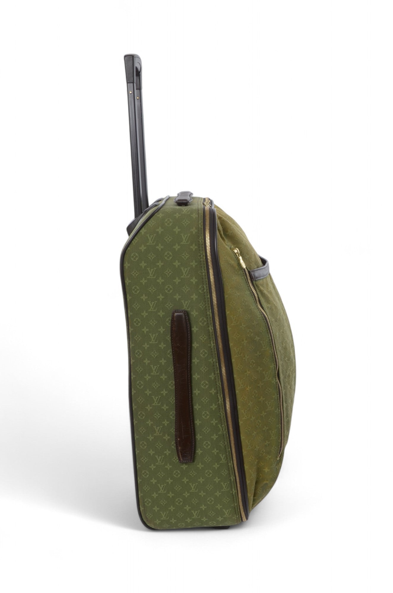 Louis Vuitton Monogram Mini Lin Pegase Suitcase Rolling Luggage Travel Bag Khaki Vintage