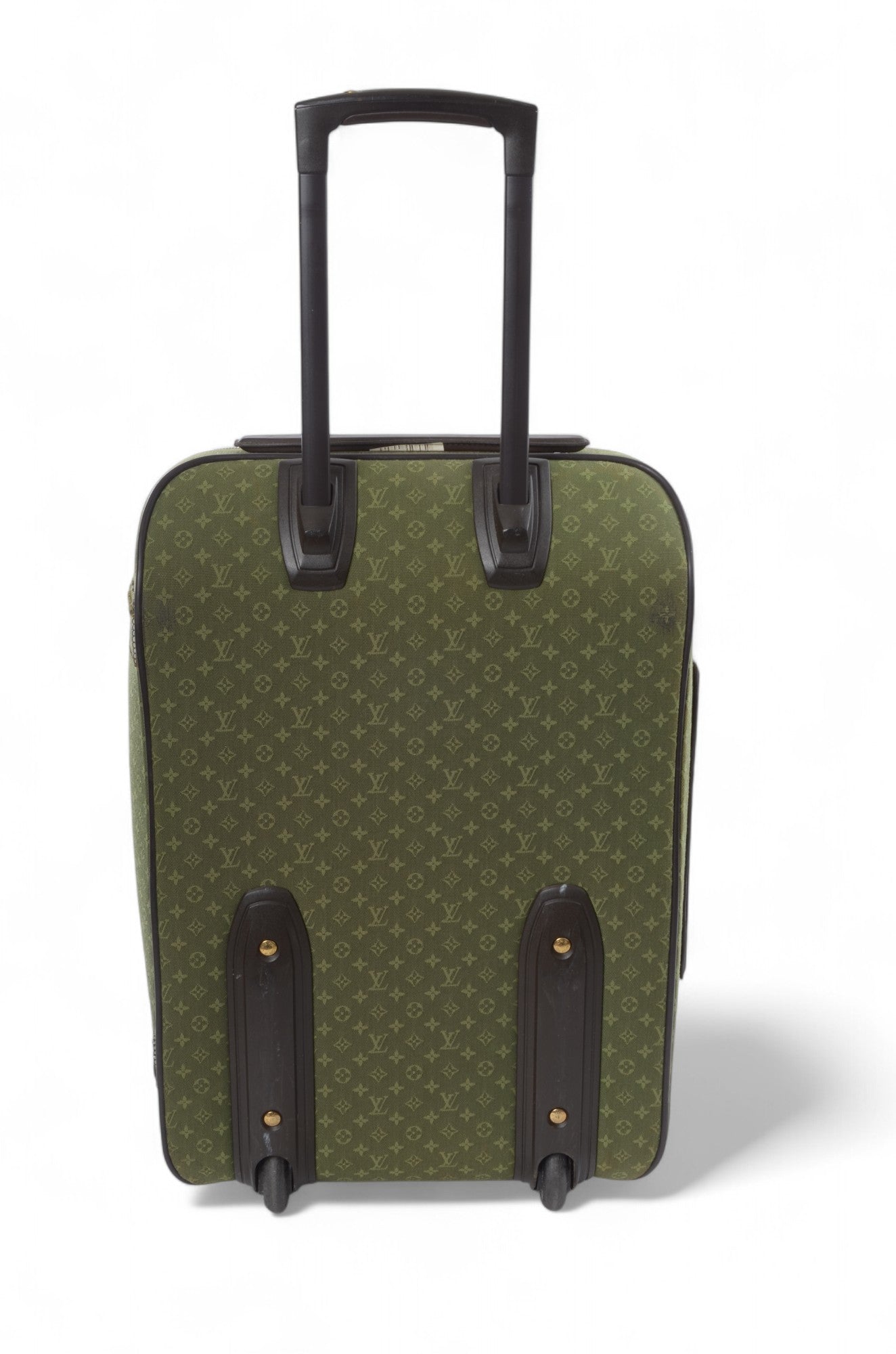 Louis Vuitton Monogram Mini Lin Pegase Suitcase Rolling Luggage Travel Bag Khaki Vintage