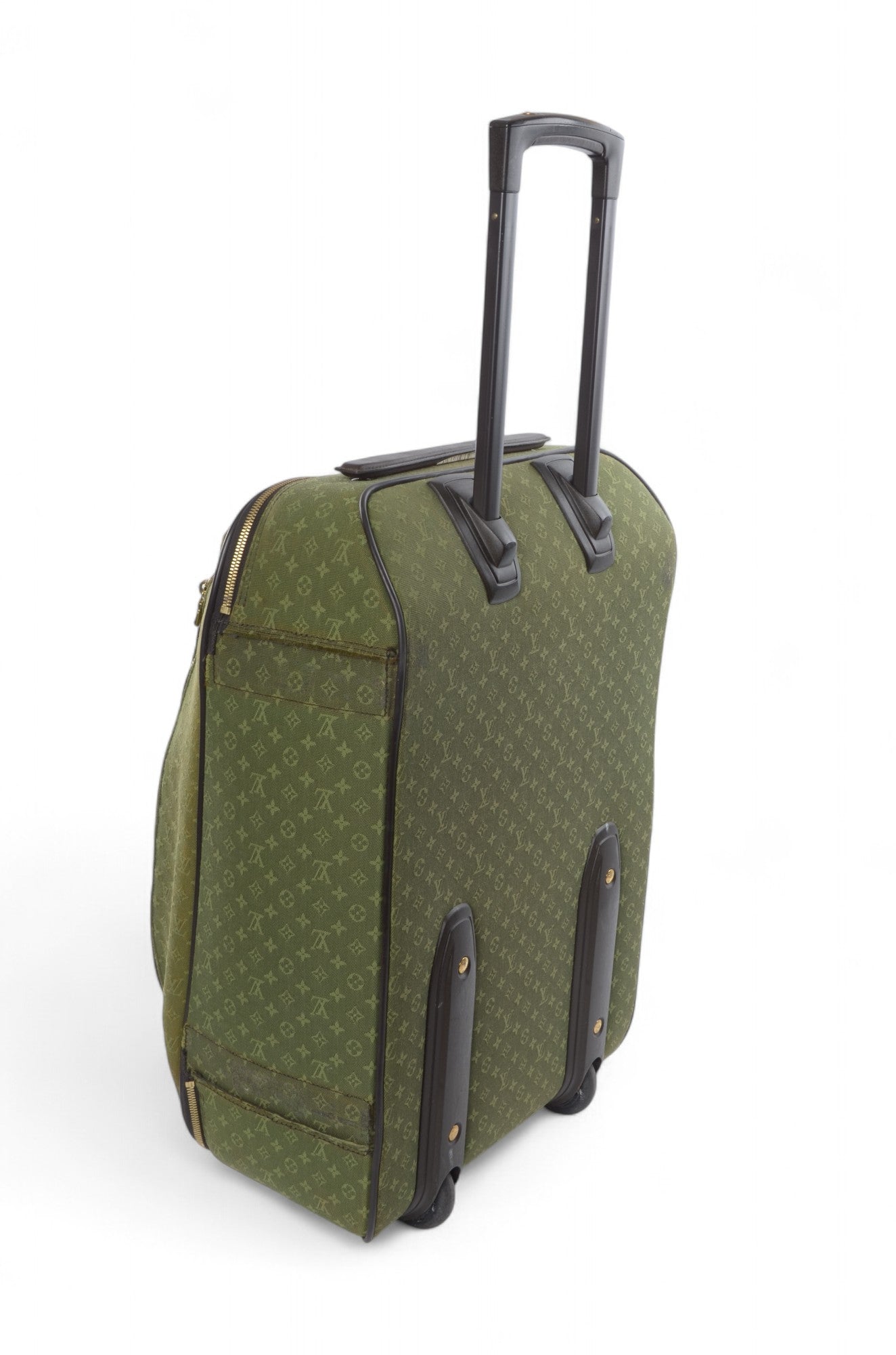Louis Vuitton Monogram Mini Lin Pegase Suitcase Rolling Luggage Travel Bag Khaki Vintage