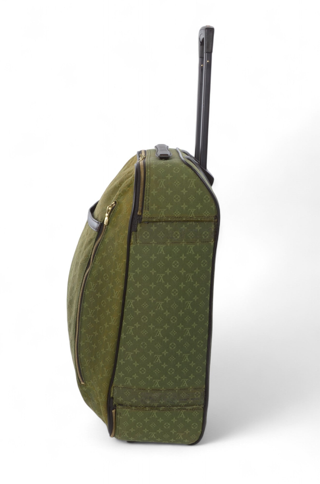 Louis Vuitton Monogram Mini Lin Pegase Suitcase Rolling Luggage Travel Bag Khaki Vintage