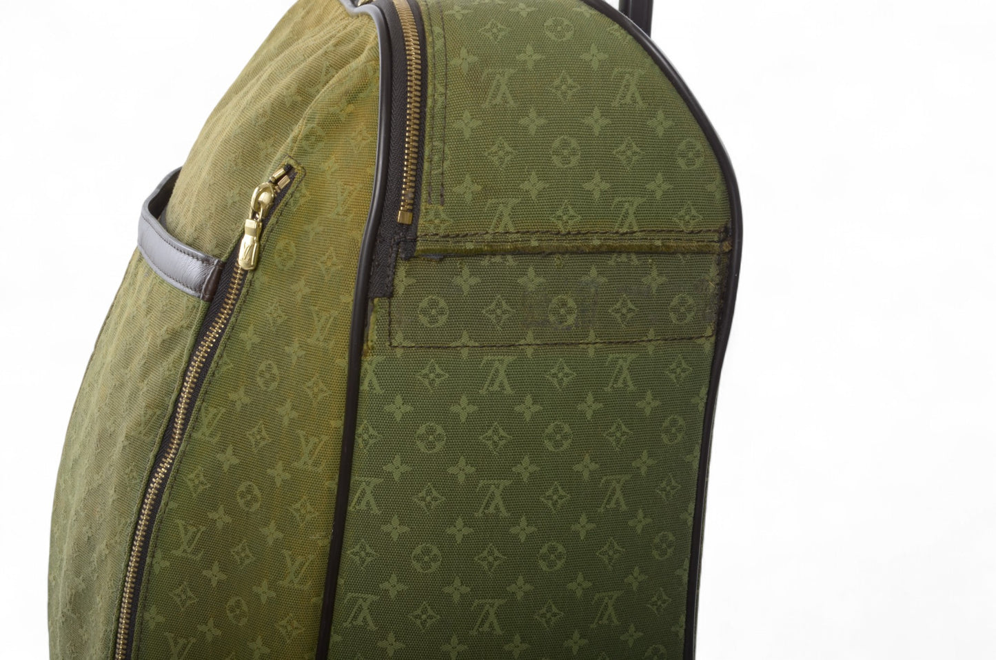 Louis Vuitton Monogram Mini Lin Pegase Suitcase Rolling Luggage Travel Bag Khaki Vintage