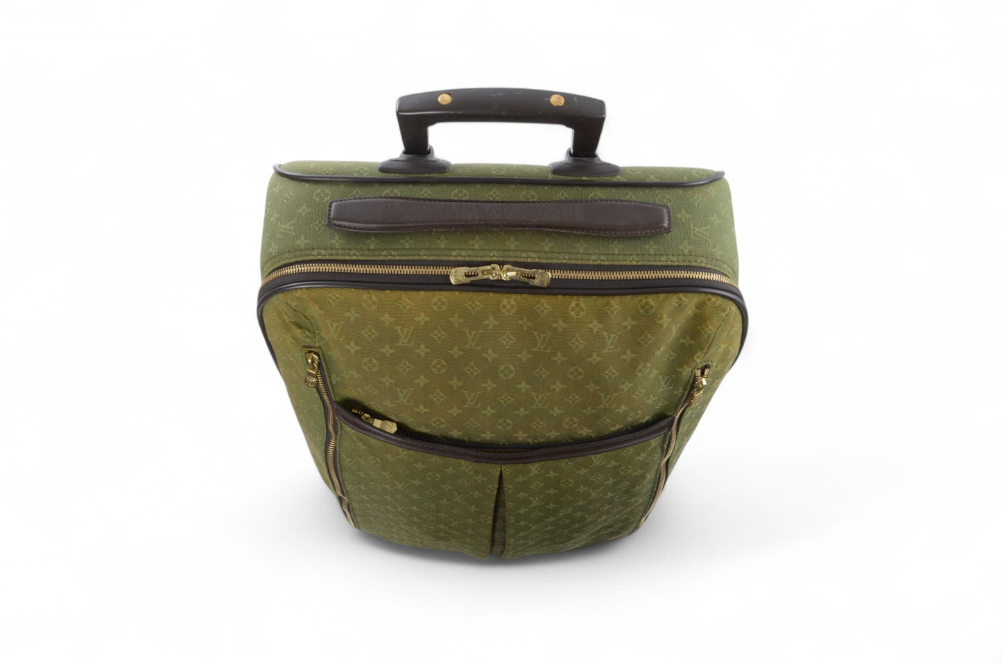 Louis Vuitton Monogram Mini Lin Pegase Suitcase Rolling Luggage Travel Bag Khaki Vintage
