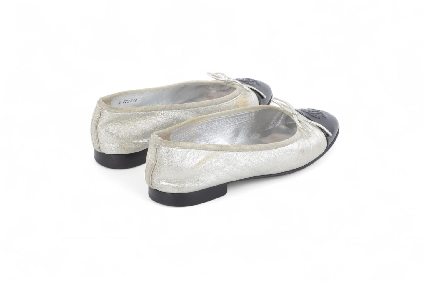 Chanel Ballet Flats Shoes Ballerina Ballet Flat Pumps Ribbon Leather Vintage Size 35C
