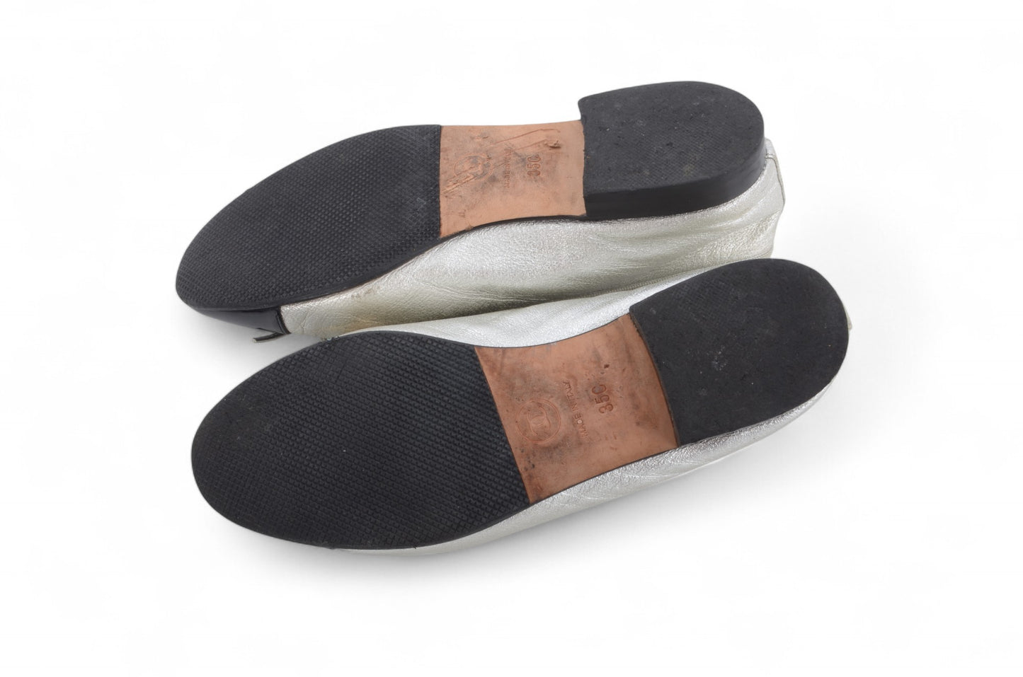 Chanel Ballet Flats Shoes Ballerina Ballet Flat Pumps Ribbon Leather Vintage Size 35C