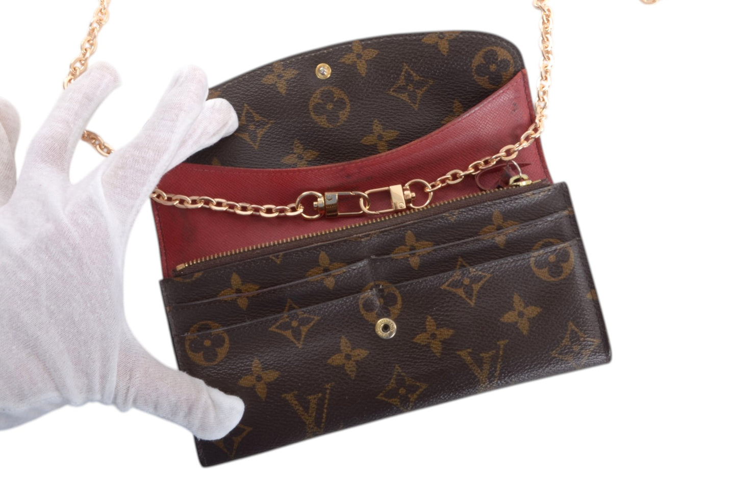 Louis Vuitton Emily Monogram Long Wallet Portefeuille Vintage Leather Canvas Brown Crossbody Bag