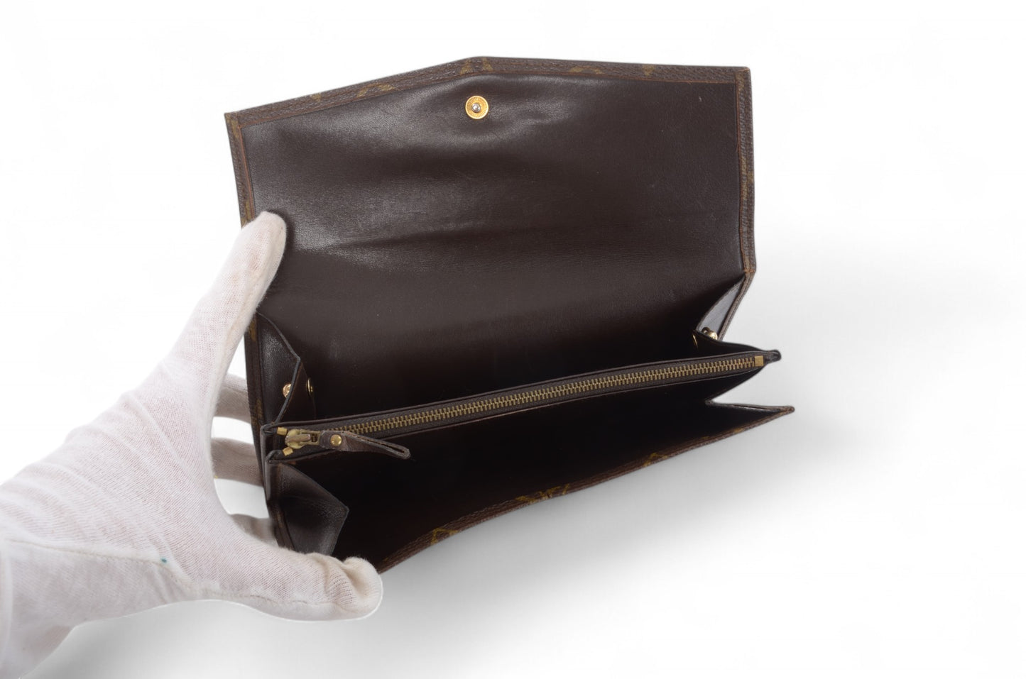 Louis Vuitton Pochette Porte-monnaie Credit Monogram Wallet Vintage Leather Canvas Brown Crossbody Bag